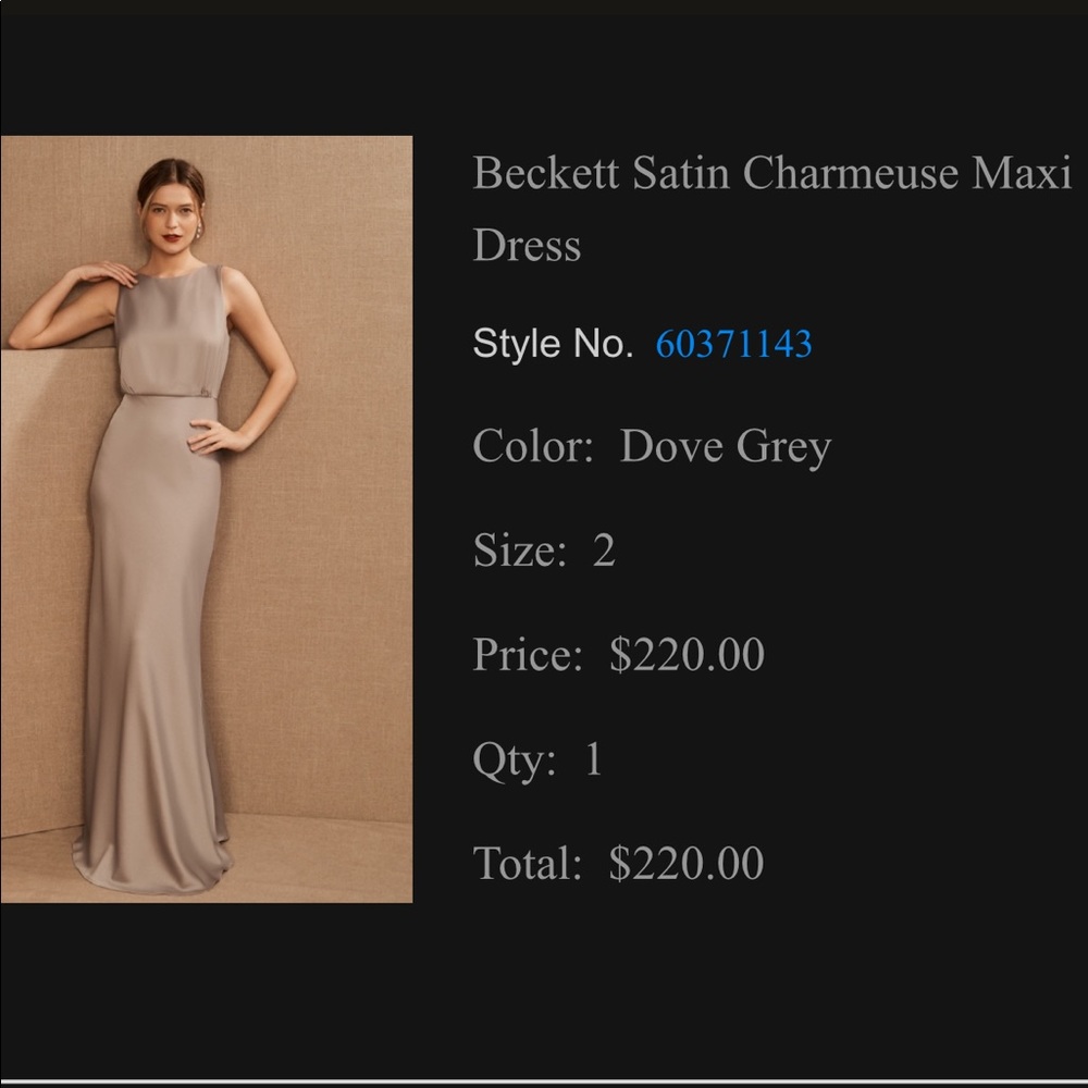 Beckett Satin Charmeuse Maxi Dress (bridesmaid dress)